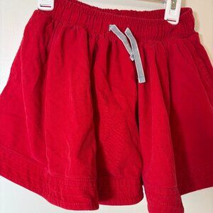 🍒 Mini Boden Girls Red Corduroy Twirl Skater Skirt with Floral Linin – Size 6-7